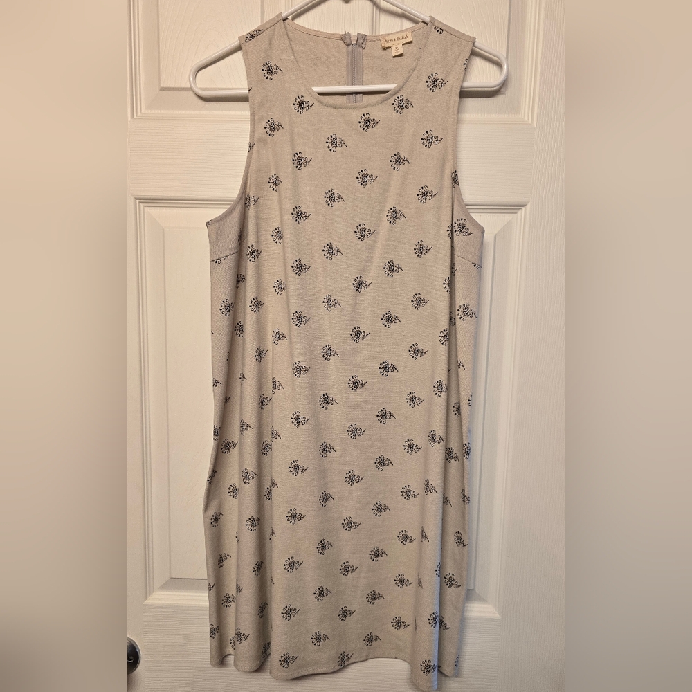 Sleeveless Beige Top with Black Floral Print